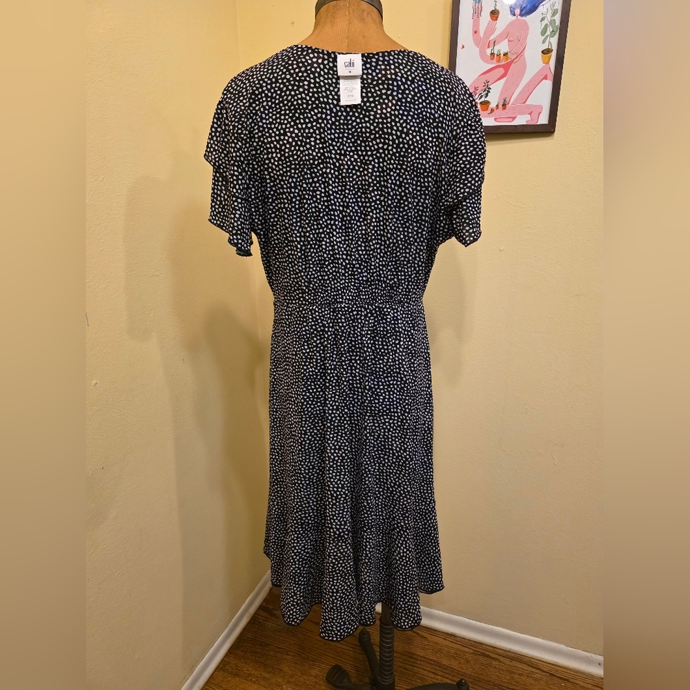 CAbi Reversible Celebrate the Dress Green Floral Black White Flowy Midi Medium - Picture 14 of 15